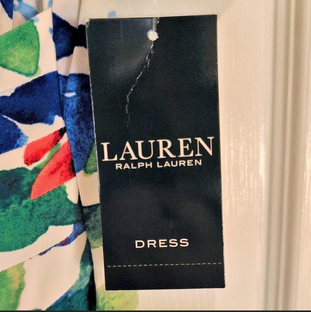 Lauren Ralph Lauren floral faux wrap dress puff bubble‎ sleeves new with tags - Picture 4 of 7
